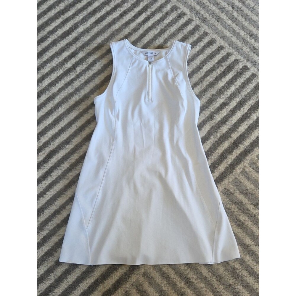 Athleta White Sleeveless Zipper Tennis Dress Size S